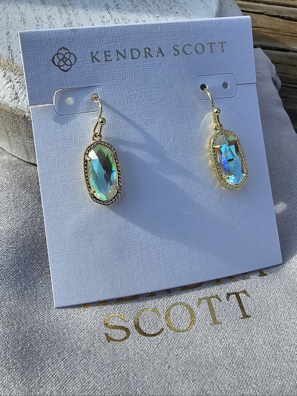 Kendra Scott Gold Iridescent Glass Drop Earrings